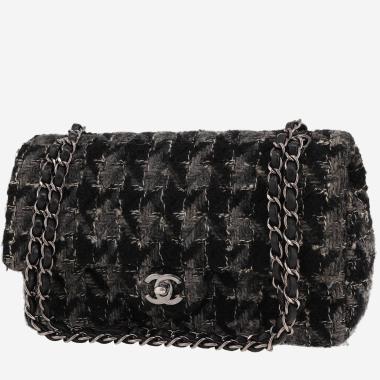 Sac à main Chanel  Timeless Classic en tweed noir et gris