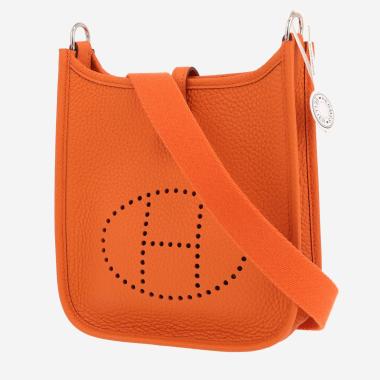 Bolso bandolera Hermès  Mini Evelyne en cuero taurillon clémence naranja