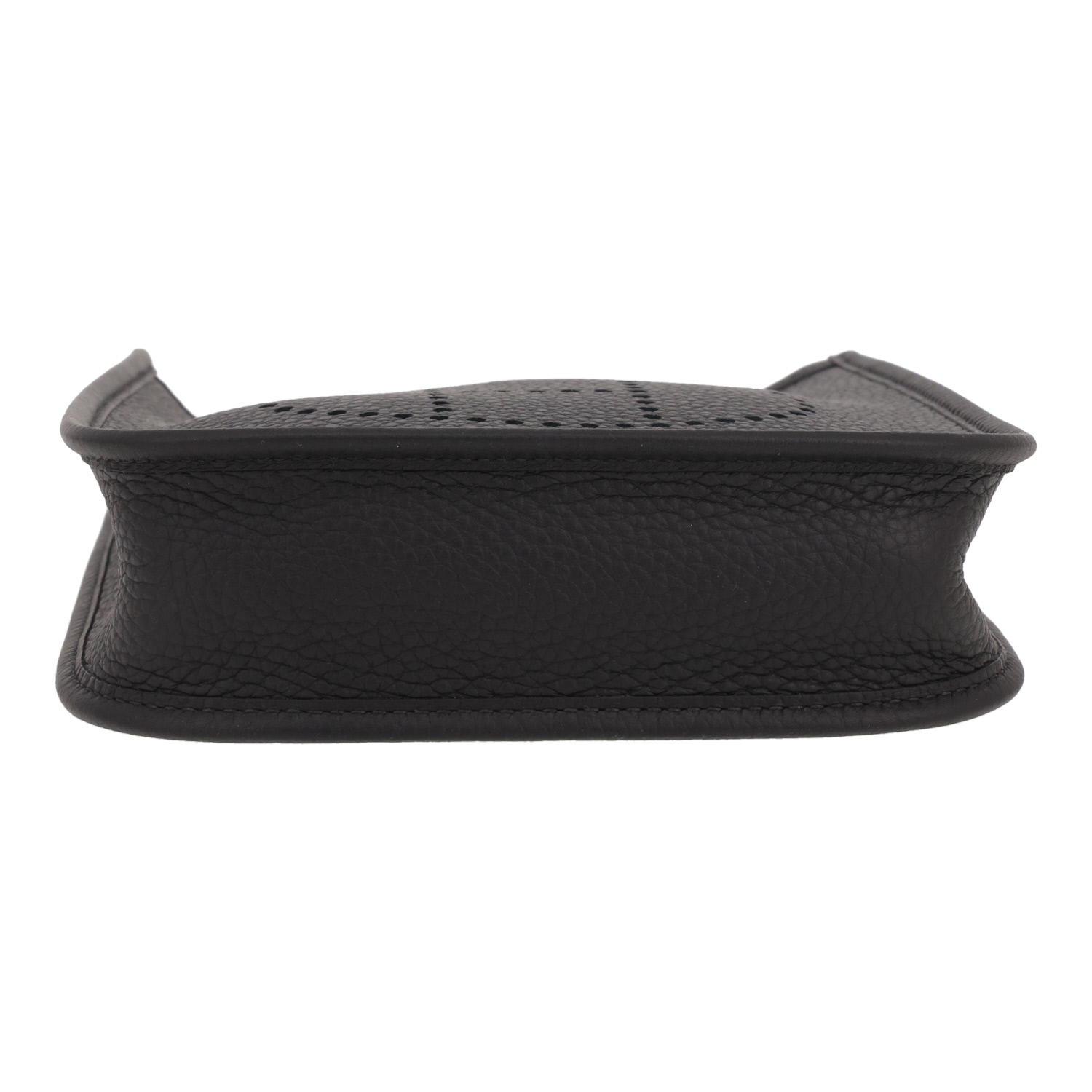 Bolso bandolera Hermès  Mini Evelyne en cuero taurillon clémence negro - Detail D1