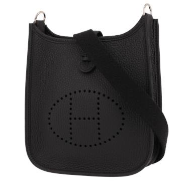 Hermès  Mini Evelyne shoulder bag  in black leather taurillon clémence