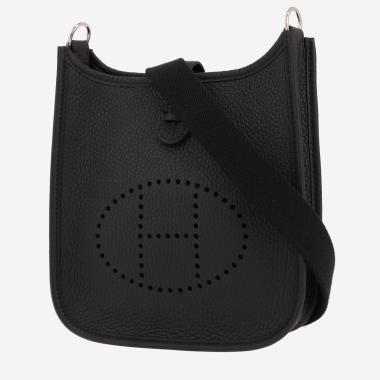 Hermès  Mini Evelyne shoulder bag  in black leather taurillon clémence