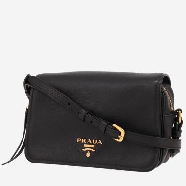 Prada   shoulder bag  in black grained leather