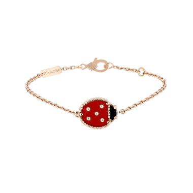 Bracelet Van Cleef & Arpels Lucky Spring en or rose, onyx et cornaline