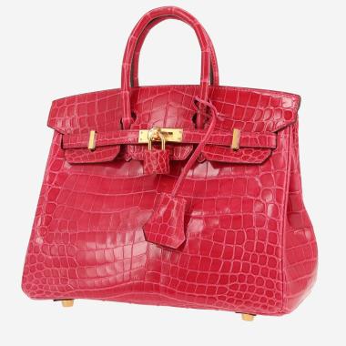 Sac à main Hermès  Birkin 25 cm en crocodile niloticus Rose extrême