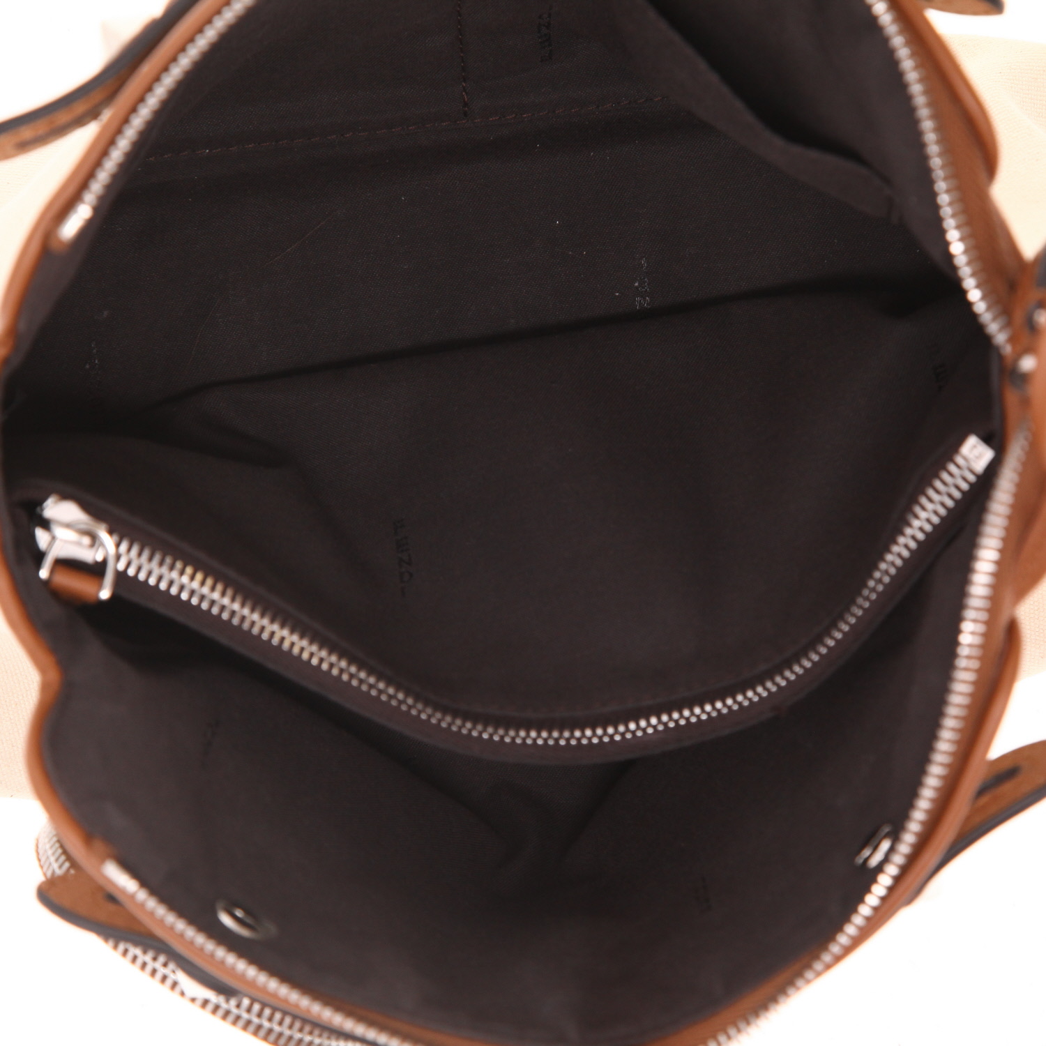 Bolso bandolera Fendi  By the way en cuero marrón y lona beige - Detail D3