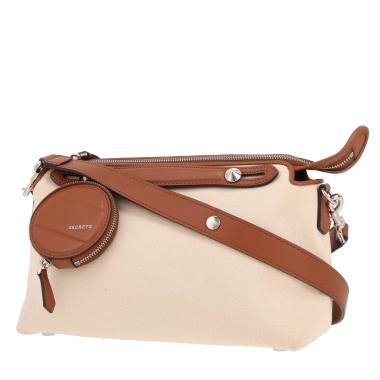 Bolso bandolera Fendi  By the way en cuero marrón y lona beige