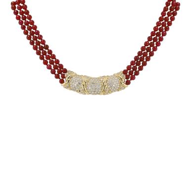 Van Cleef & Arpels 1980's necklace in yellow gold, diamonds and ruby