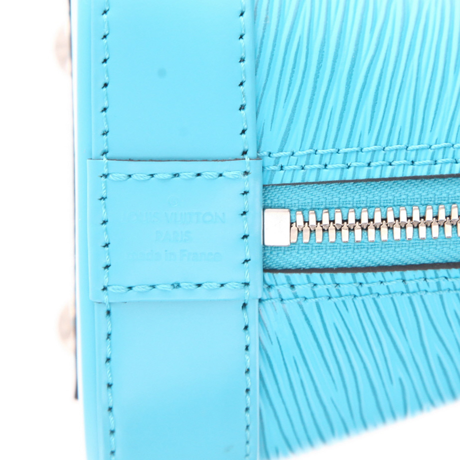 Bolso de mano Louis Vuitton  Alma BB en cuero Epi azul - Detail D2