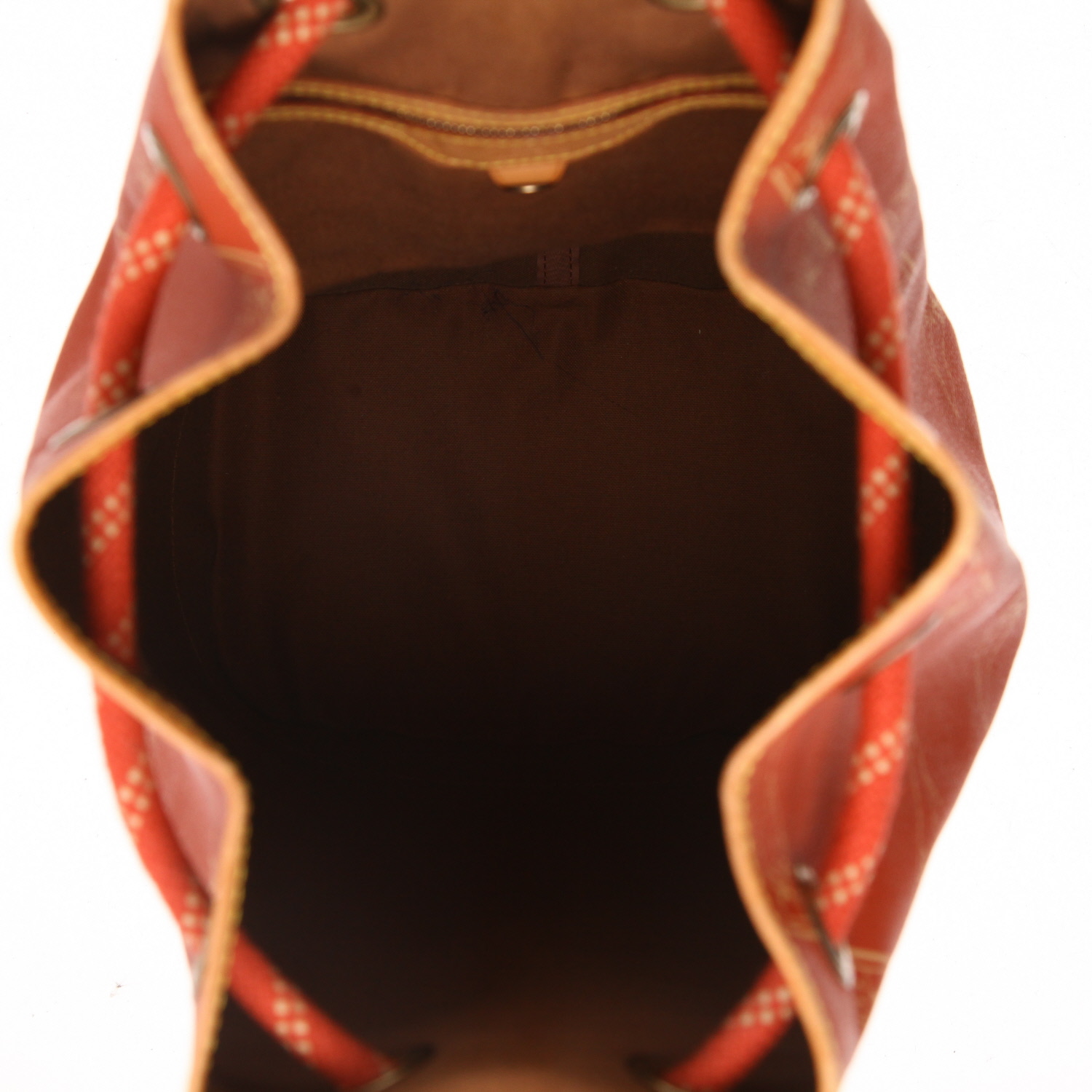 Mochila Louis Vuitton  America's Cup en lona Monogram revestida roja y cuero natural - Detail D3