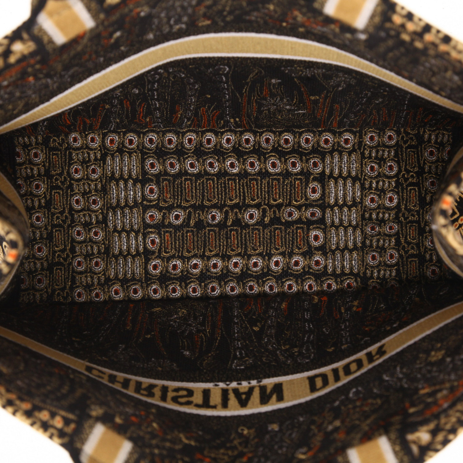 Shopping bag Dior  Book Tote modello grande  in tela beige e nera - Detail D3