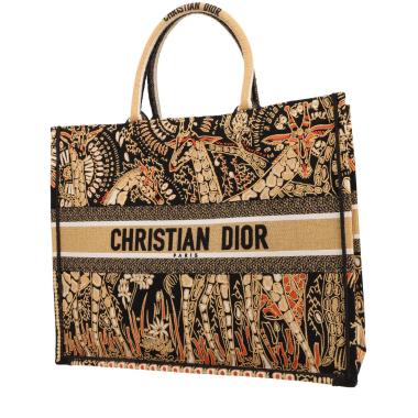 Bolso Cabás Dior  Book Tote modelo grande  en lona beige y negra
