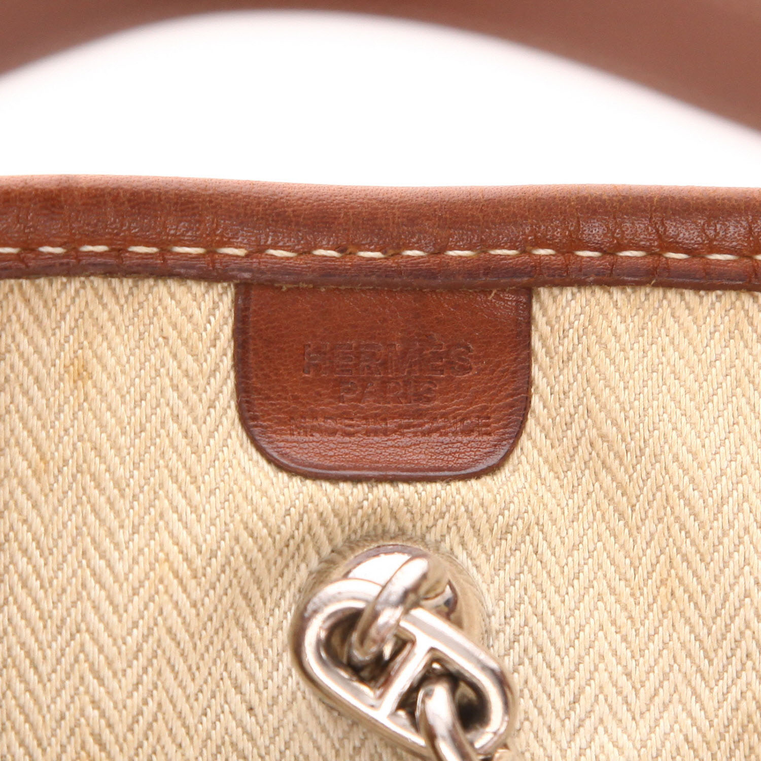 Hermès  Vespa shoulder bag  in beige braided horsehair  and Barenia leather - Detail D2