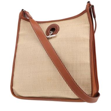 Sac porté épaule Hermès  Vespa en crin de cheval tressé beige écru et cuir Barénia