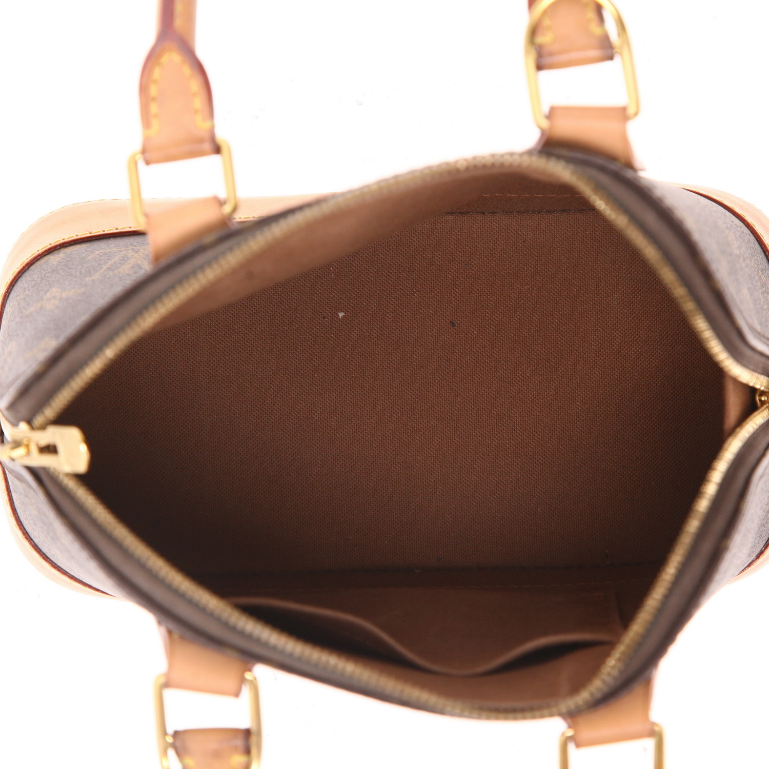 Sac bandoulière Louis Vuitton  Alma BB en toile monogram marron et cuir naturel - Detail D3
