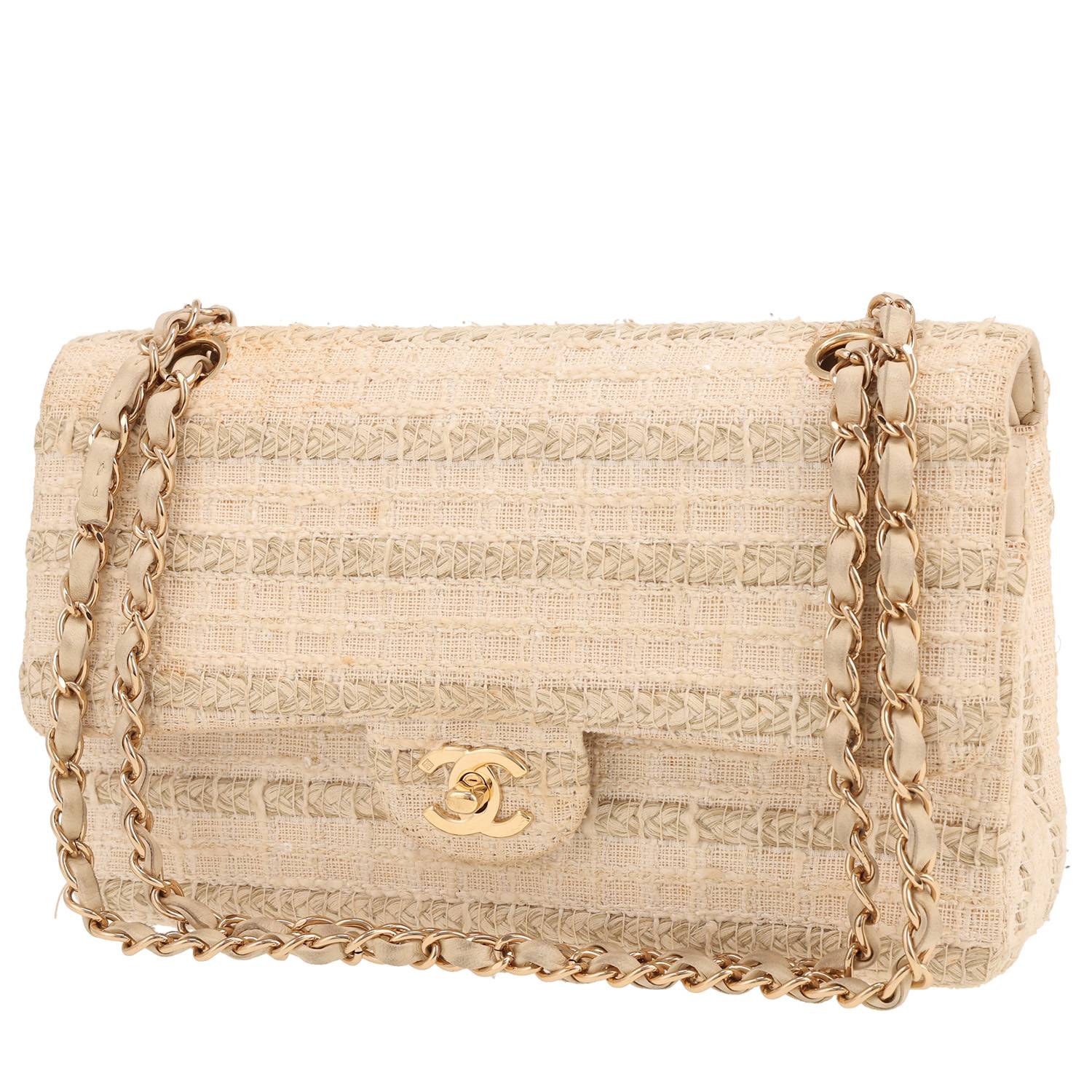 Chanel Classic Flap Tweed Beige 2004 d’Occasion Chanel Classic Flap Tweed Beige 2004 d’Occasion