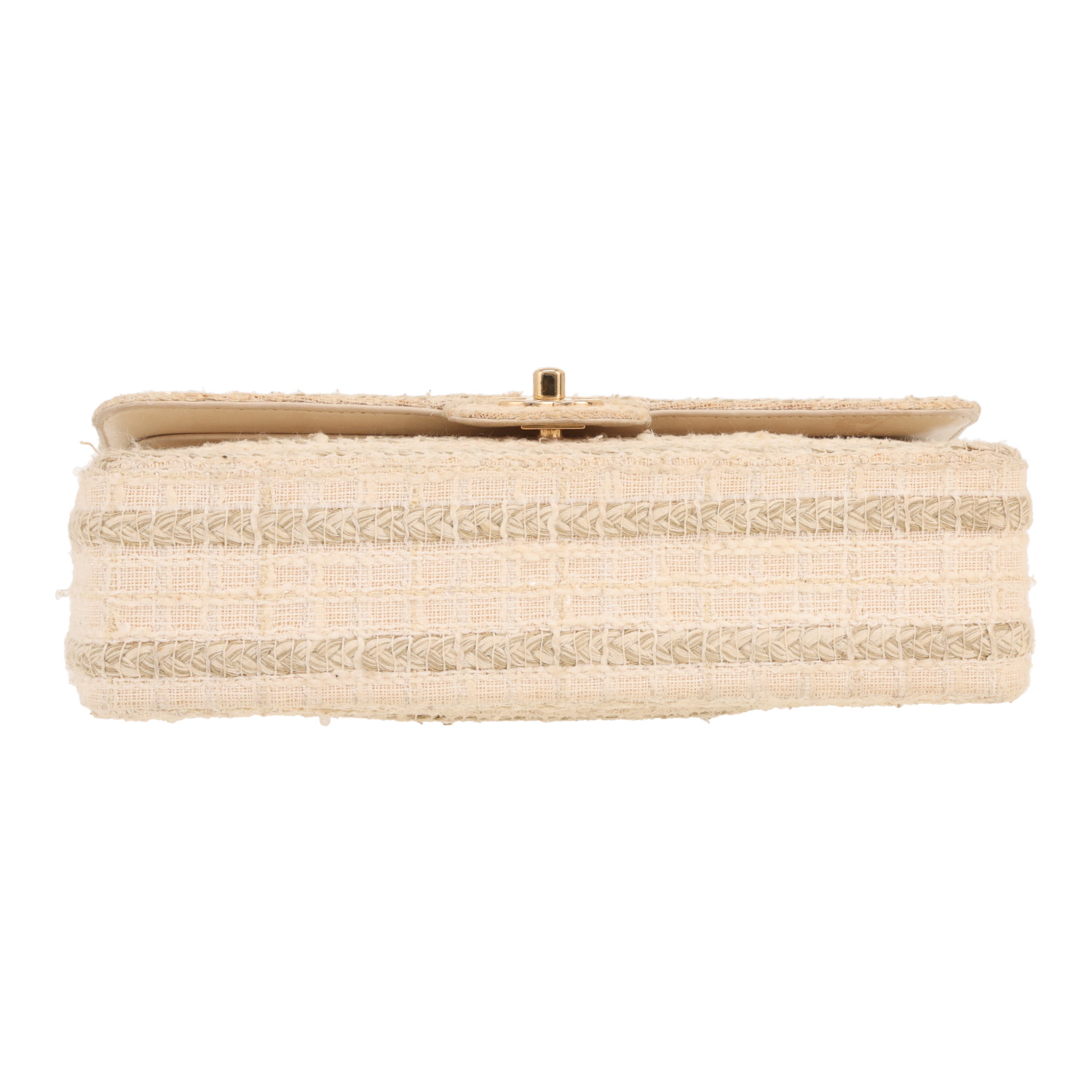 Sac à main Chanel  Timeless Classic en tweed beige et cuir beige - Detail D1