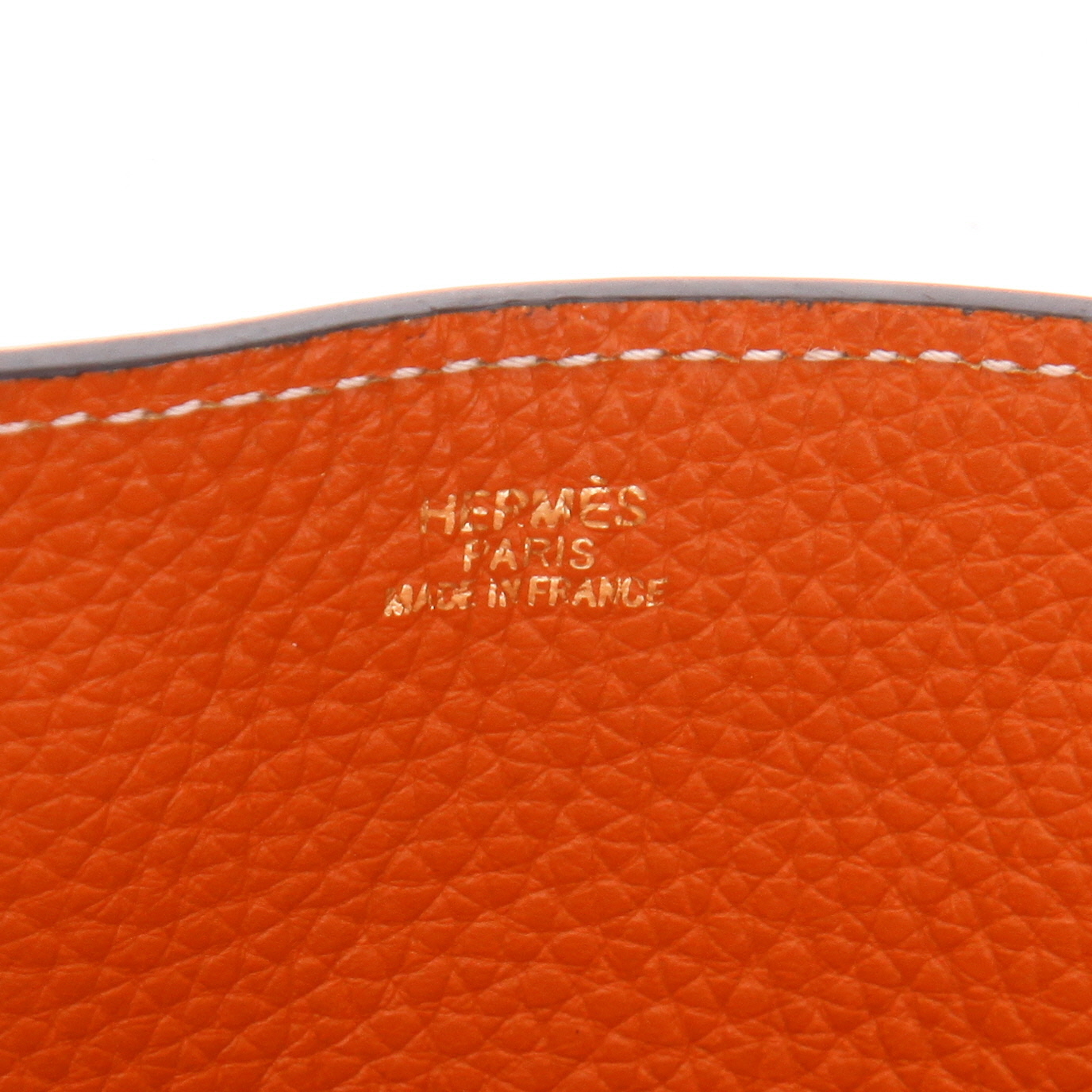 Bolso Cabás Hermès  Double Sens en cuero togo color oro - Detail D2