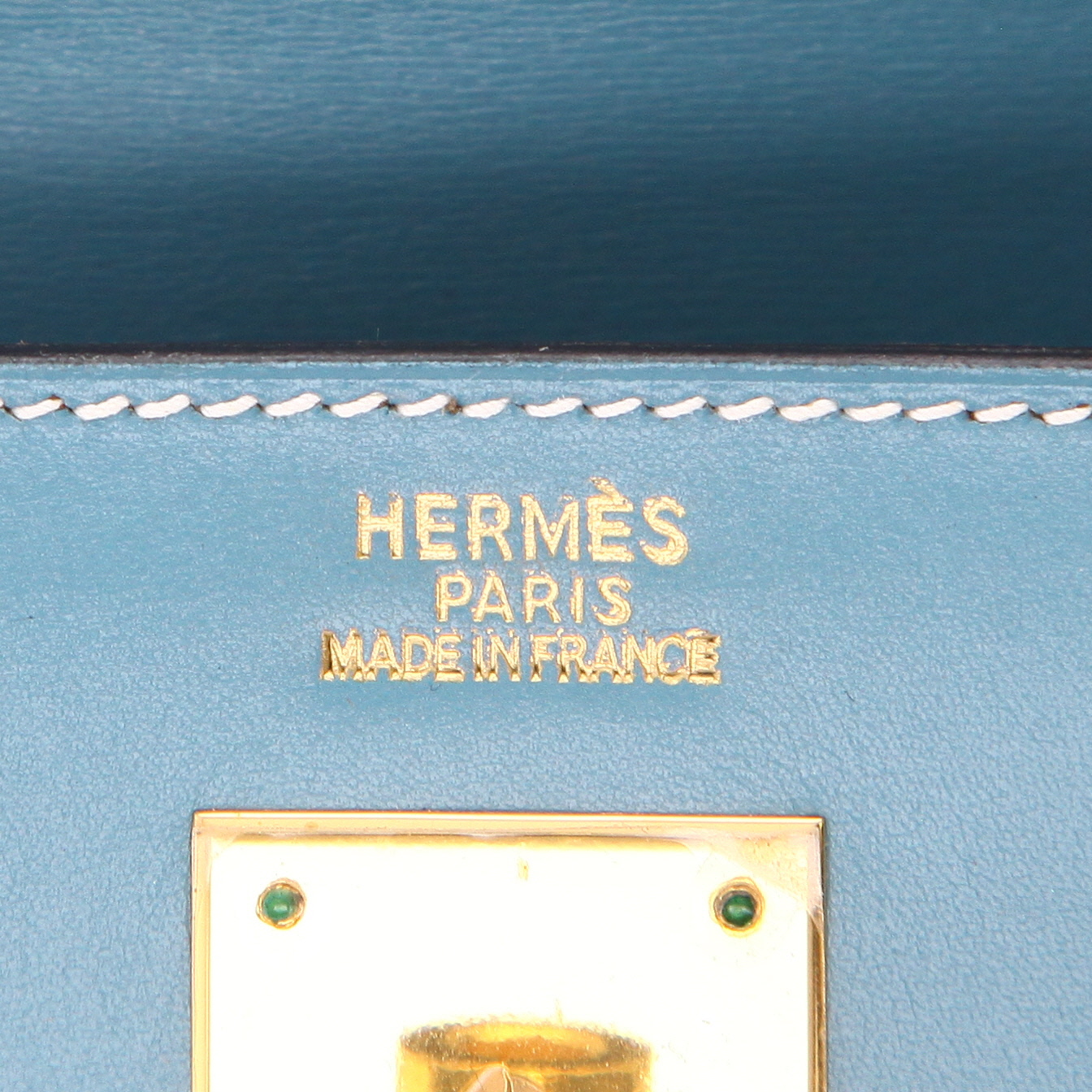 Sac à main Hermès  Kelly 32 cm en cuir box bleu-jean - Detail D2