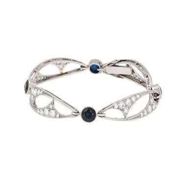 Bracelet années 1920 Vintage en platine, saphirs et diamants