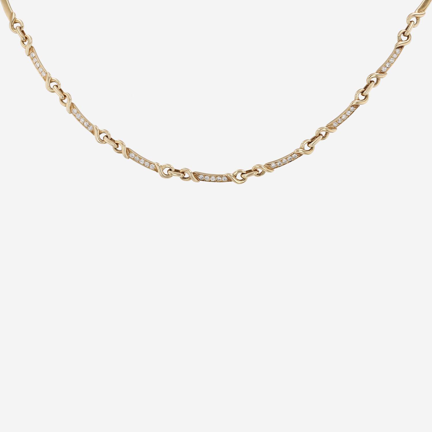 Collier années 1980 Vintage  en or jaune et diamants