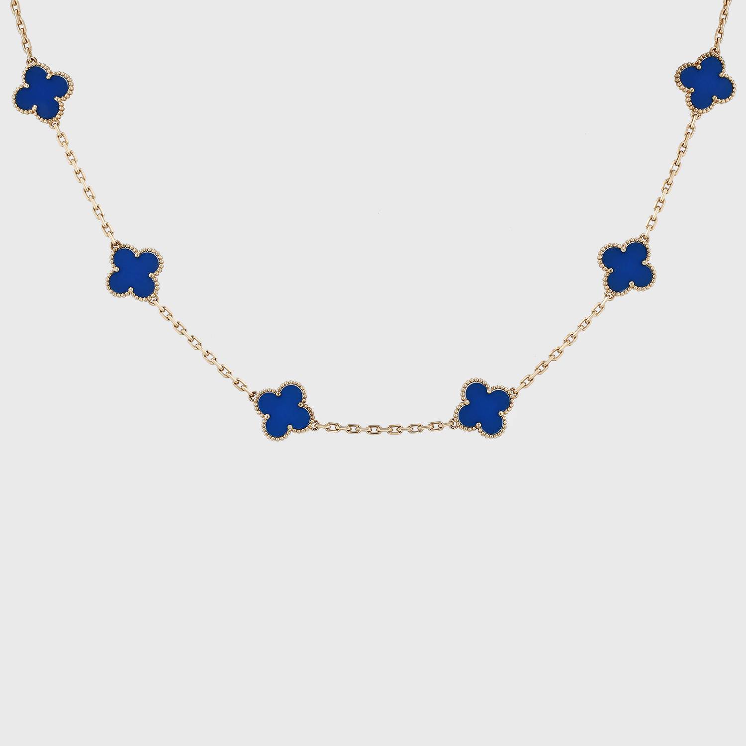 Collier Van Cleef & Arpels Vintage Alhambra en or jaune et agate bleue
