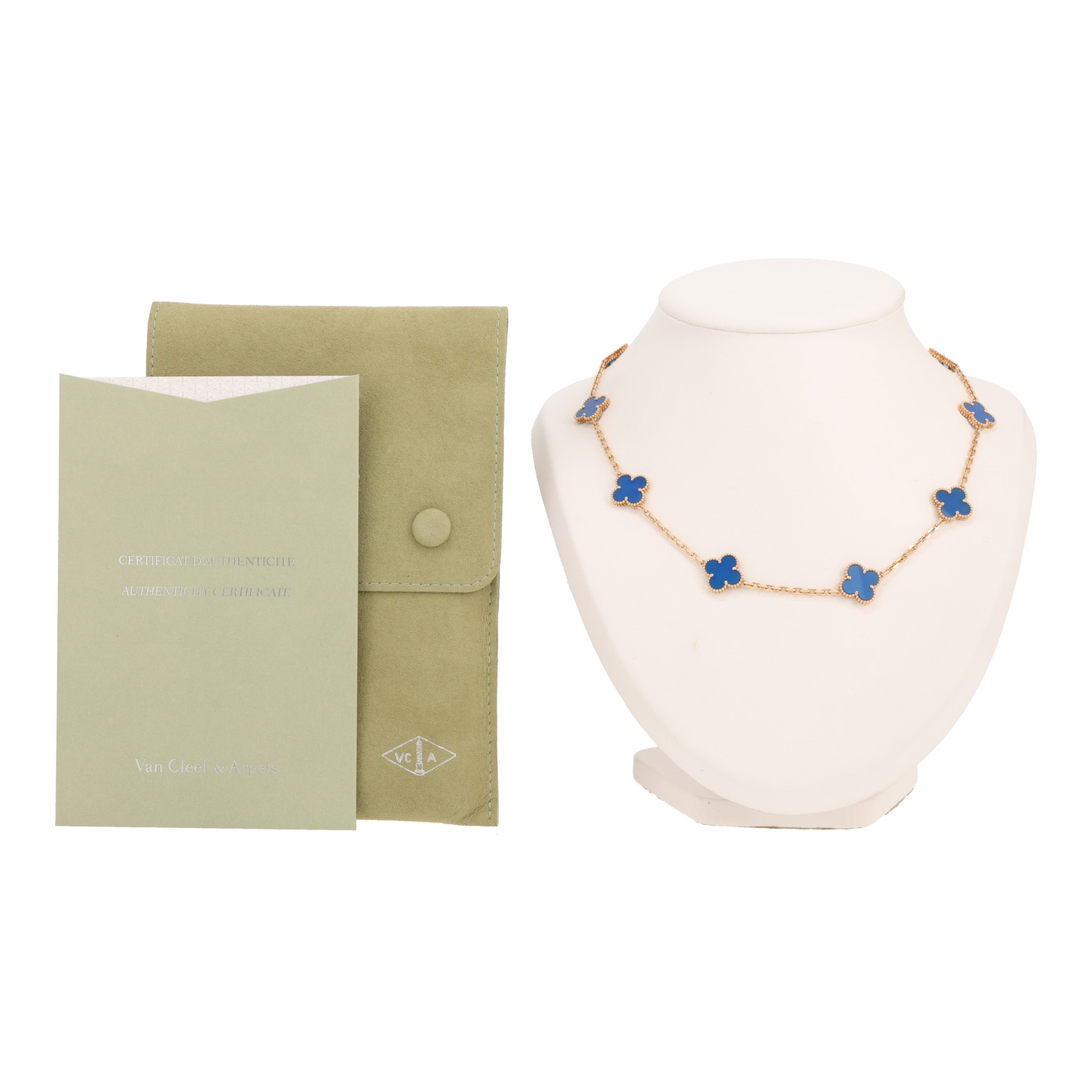 Collar Van Cleef & Arpels Vintage Alhambra de oro amarillo y ágata azul - Detail D2