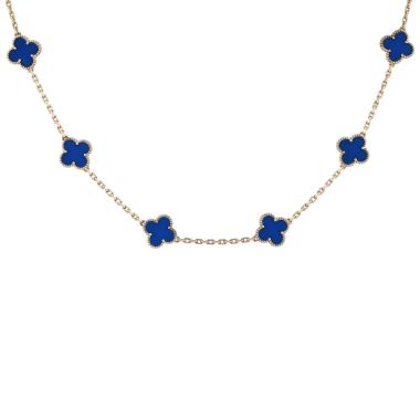 Collier Van Cleef & Arpels Vintage Alhambra en or jaune et agate bleue