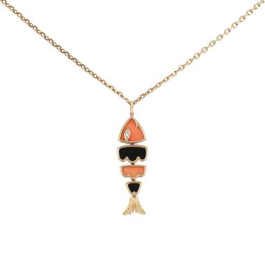 Colgante de Van Cleef &amp; Arpels de oro amarillo, ónix y Corail
