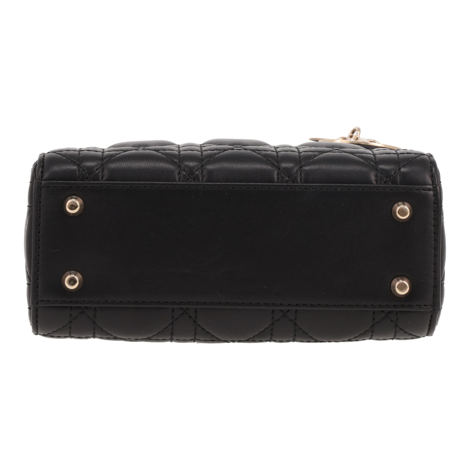 Sac bandoulière Dior  Lady Dior en cuir cannage noir - Detail D1