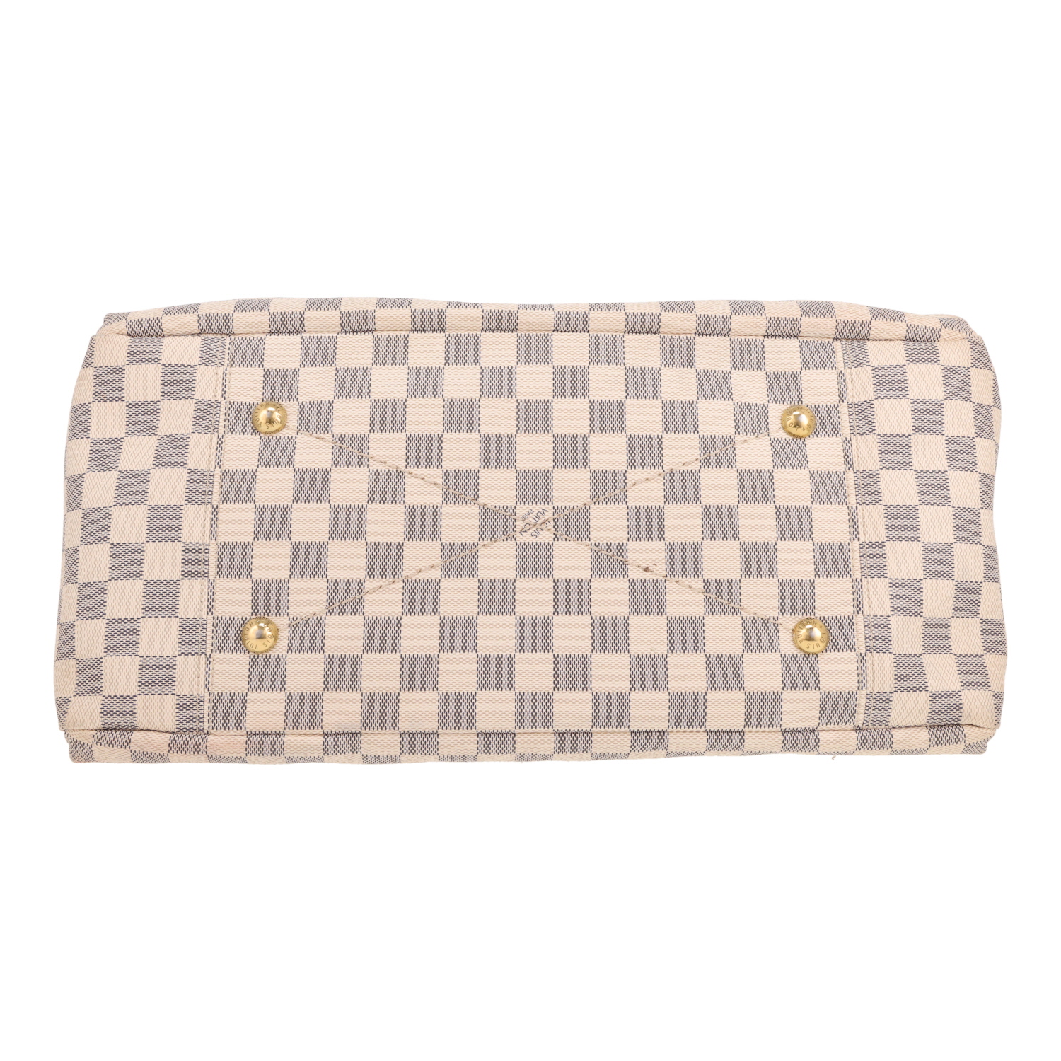 Louis Vuitton  Artsy handbag  in azur damier canvas  and natural leather - Detail D1