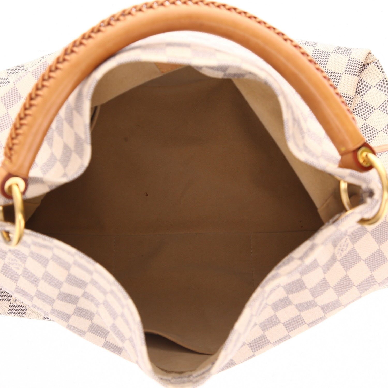 Louis Vuitton  Artsy handbag  in azur damier canvas  and natural leather - Detail D3