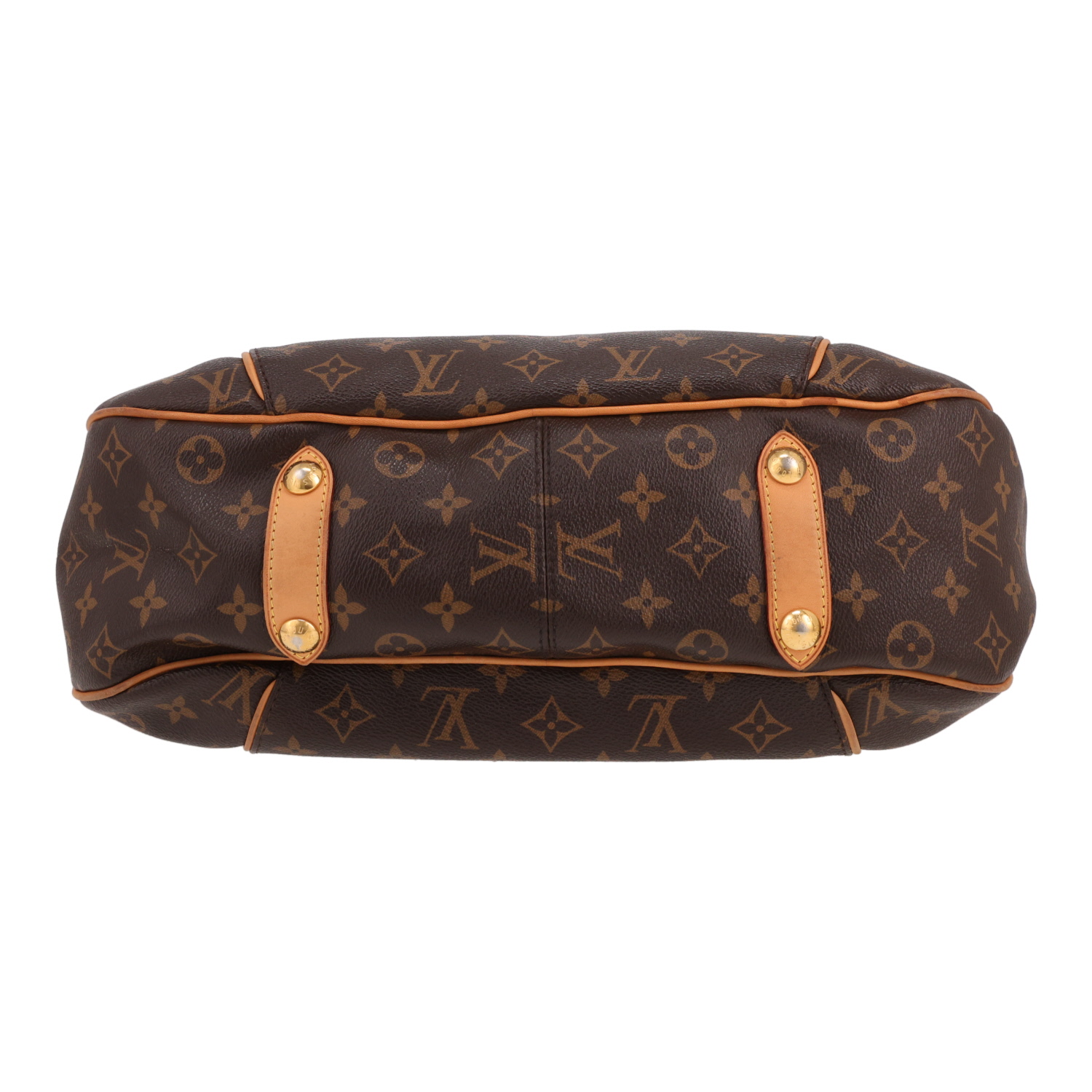 Sac à main Louis Vuitton  Galliera en toile monogram marron et cuir naturel - Detail D1