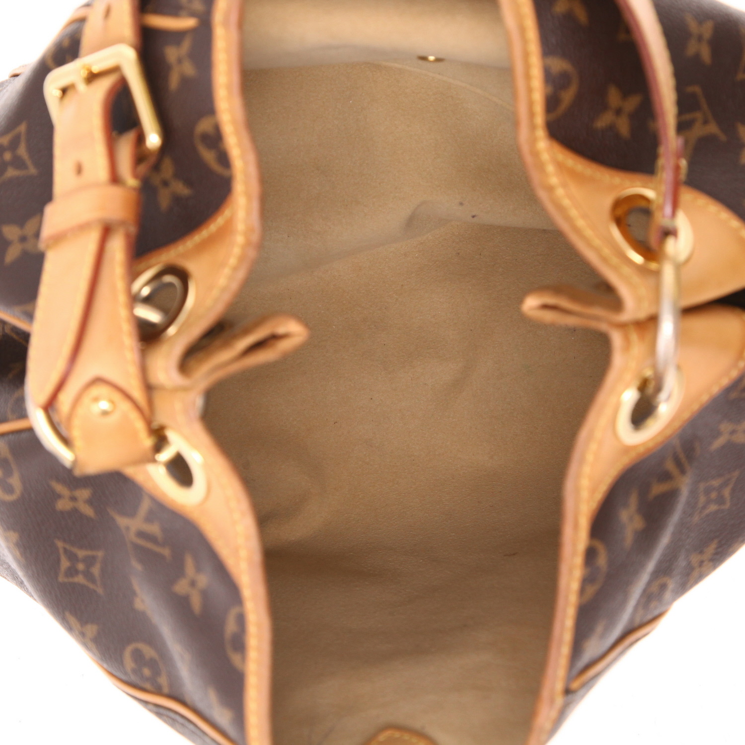 Bolso de mano Louis Vuitton  Galliera en lona Monogram marrón y cuero natural - Detail D3