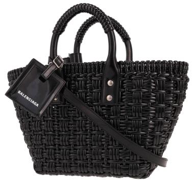 Bolso Cabás Balenciaga  Bistrot Panier en cuero negro y cuero natural