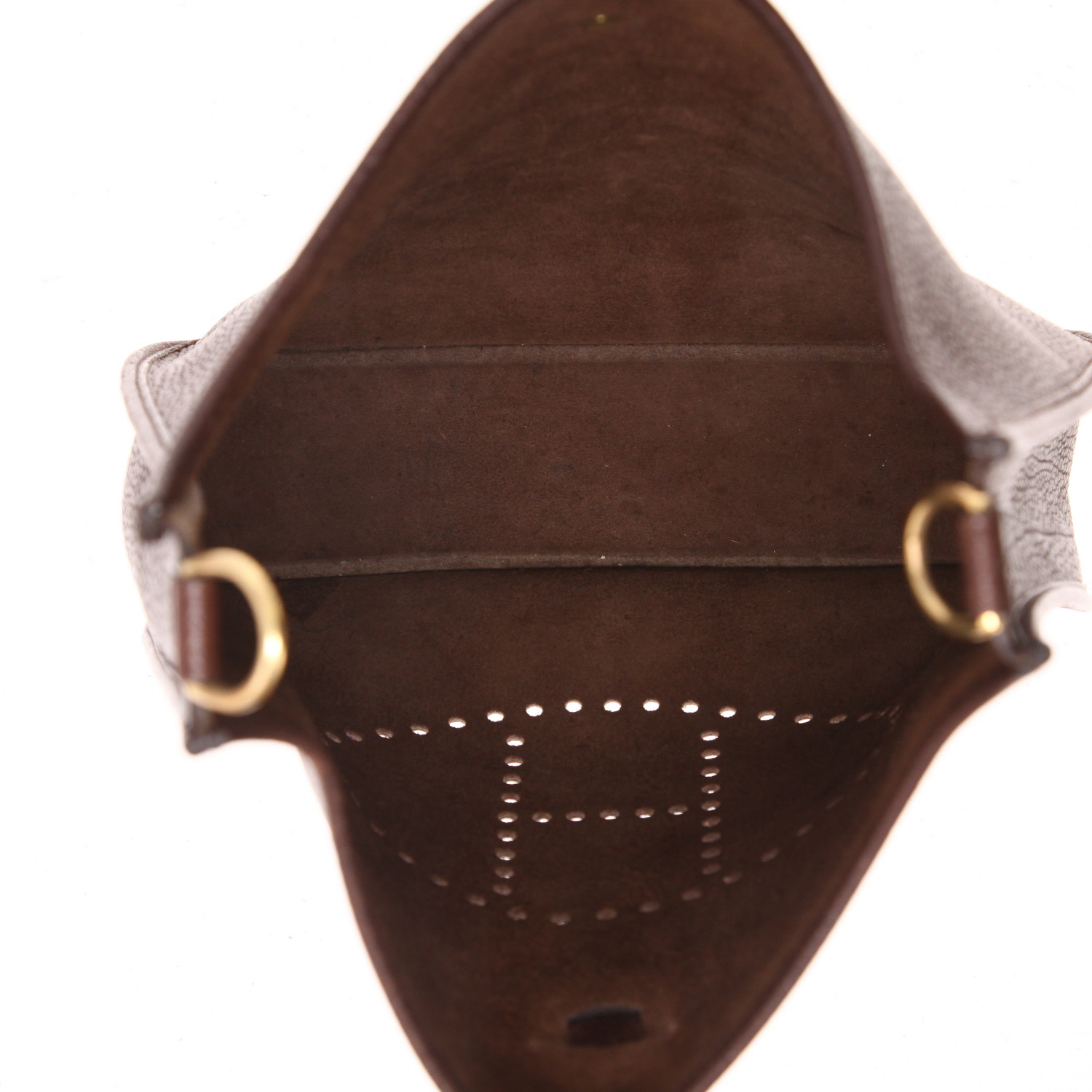 Hermès  Evelyne shoulder bag  in brown grained leather - Detail D3