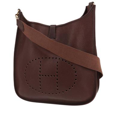 Sac bandoulière Hermès  Evelyne en cuir grainé marron