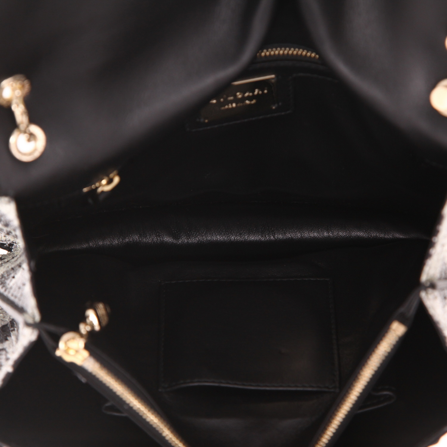 Sac porté épaule ou main Bulgari  Serpentissima en python noir et doré et blanc - Detail D3