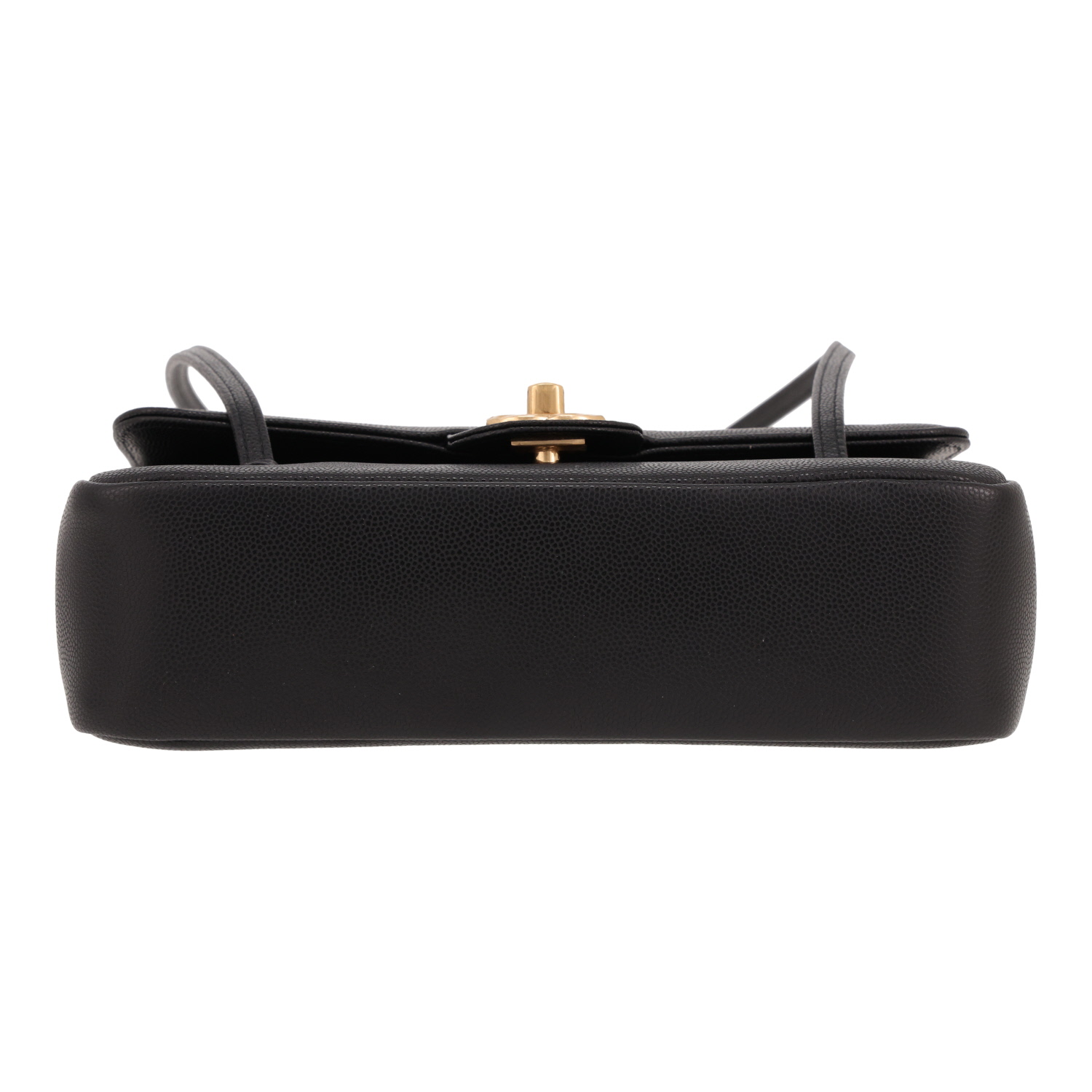 Chanel shoulder bag  Small flap bag  in black grained leather - Detail D1