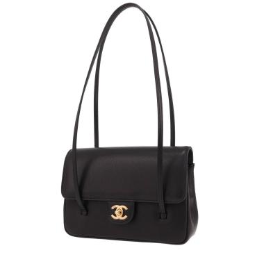 Chanel shoulder bag  Small flap bag  in black grained leather