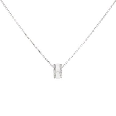 Pendentif souple Chanel Ultra en or blanc, céramique blanc et diamants