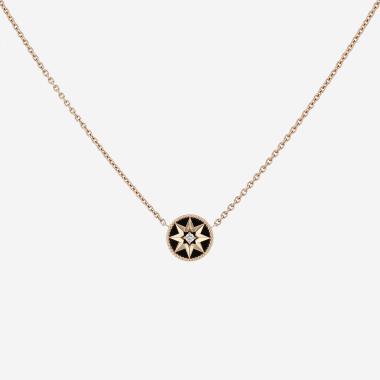 Dior Rose des vents necklace in pink gold, onyx and diamond