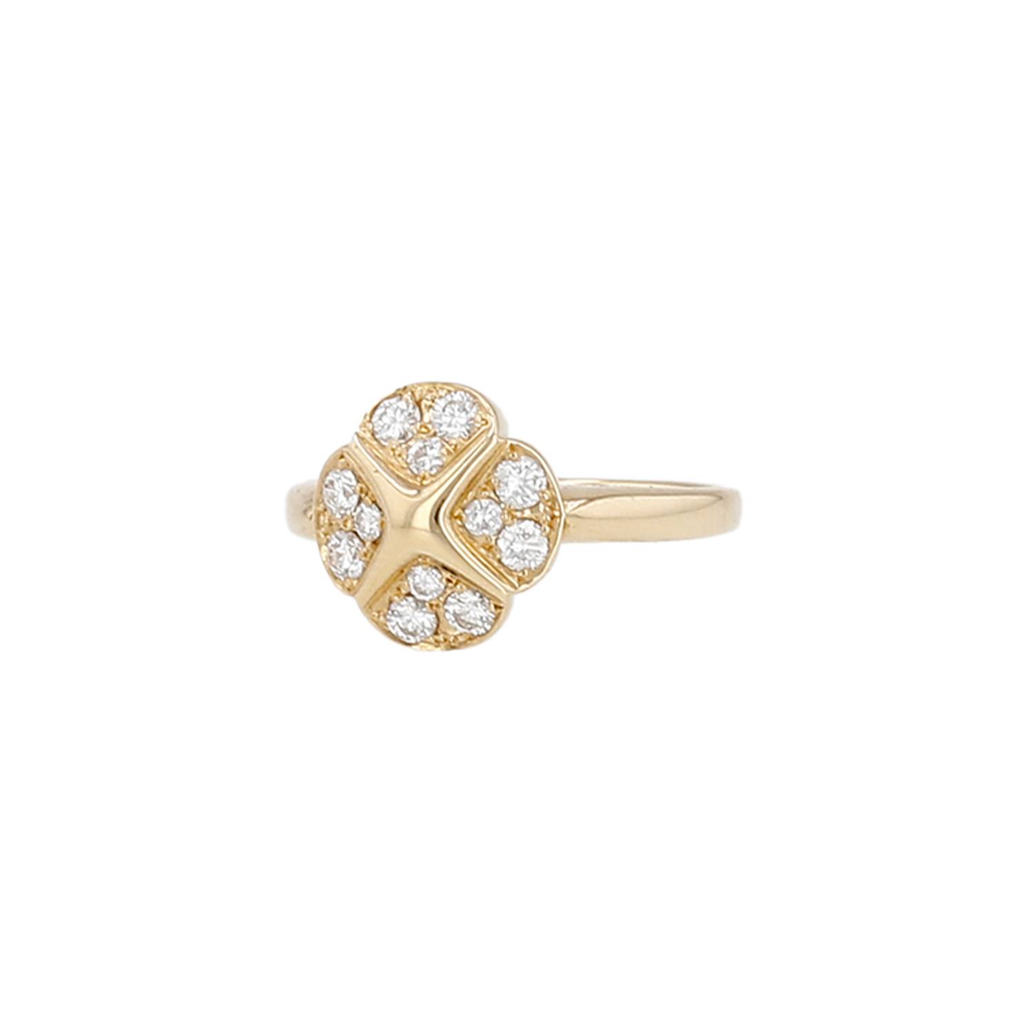 Bague Dior or jaune diamants fleur quadrilobée occasion