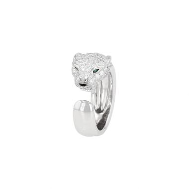 Sortija Cartier Panthère de oro blanco, diamantes y esmeralda