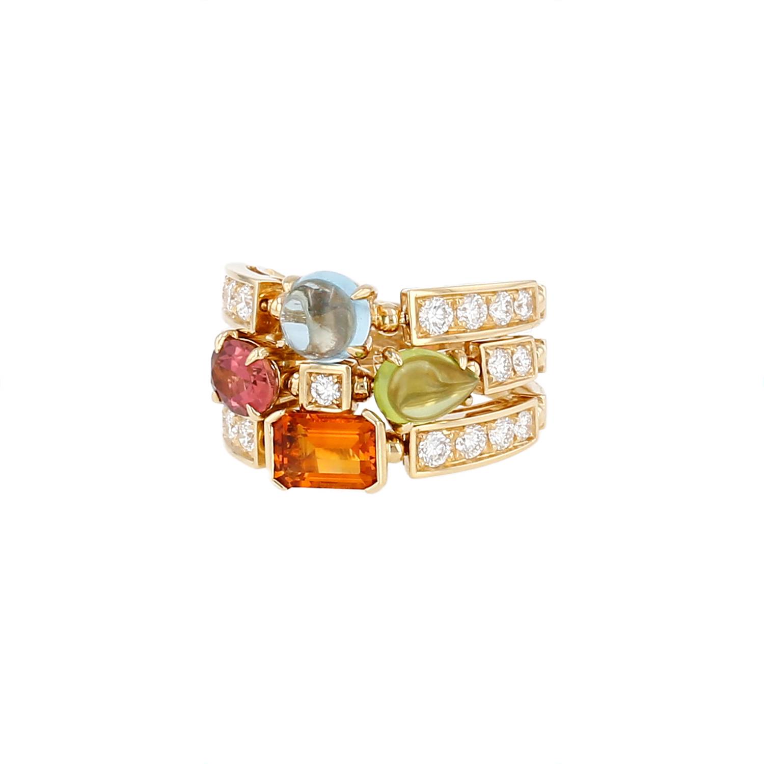 Bague Bulgari Allegra articulée or jaune diamants occasion Bague Bulgari Allegra articulée or jaune diamants occasion