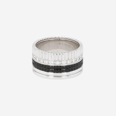 Bague Boucheron Quatre Black Edition grand modèle en or blanc, diamants et PVD noir