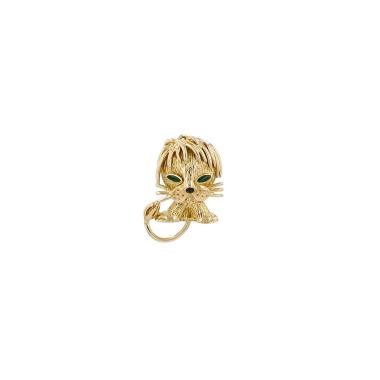 Broche-pins Van Cleef & Arpels Lion Ebouriffé de oro amarillo y esmalte