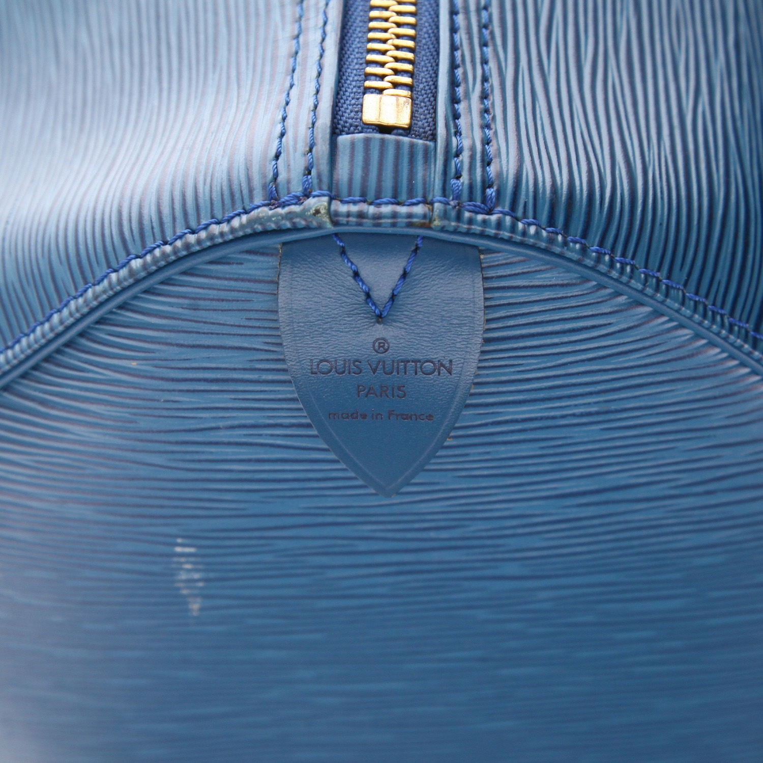 Bolsa de viaje Louis Vuitton Keepall 50 de piel Épi azul - Detail D2