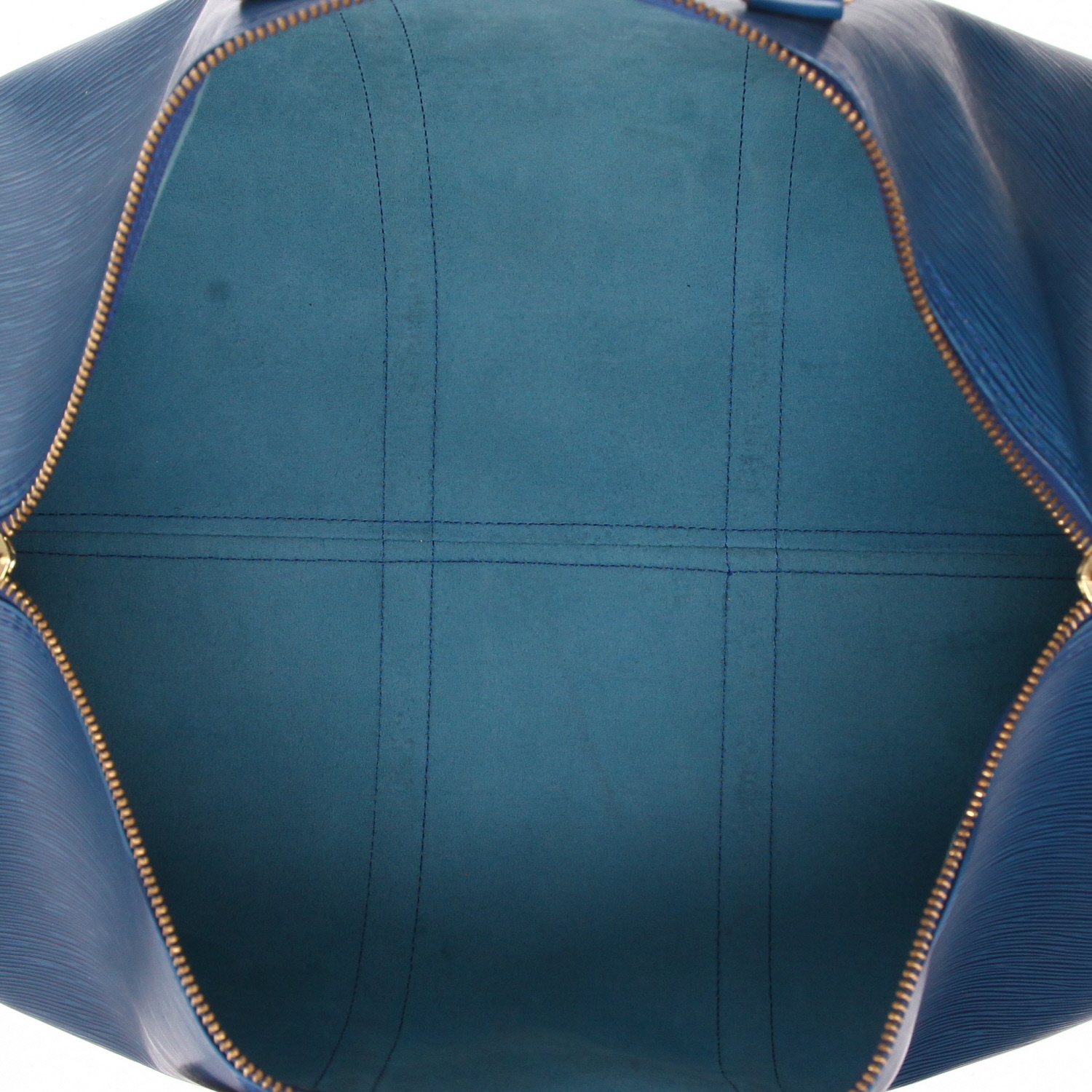 Bolsa de viaje Louis Vuitton Keepall 50 de piel Épi azul - Detail D3