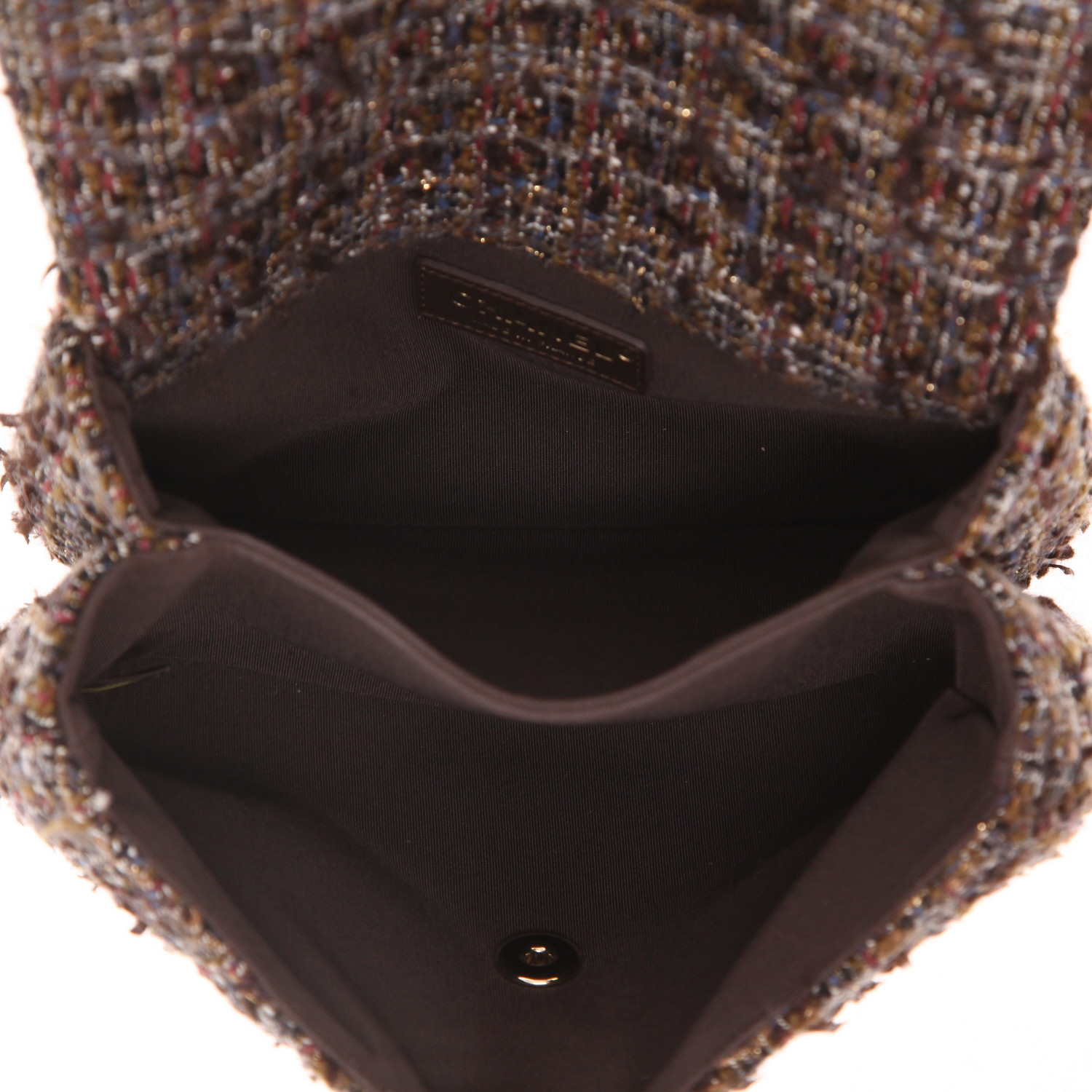 Chanel  Knock on Wood shoulder bag  in brown and burgundy tweed - Detail D3