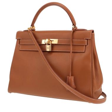 Sac à main Hermès  Kelly 32 cm en cuir Courchevel gold